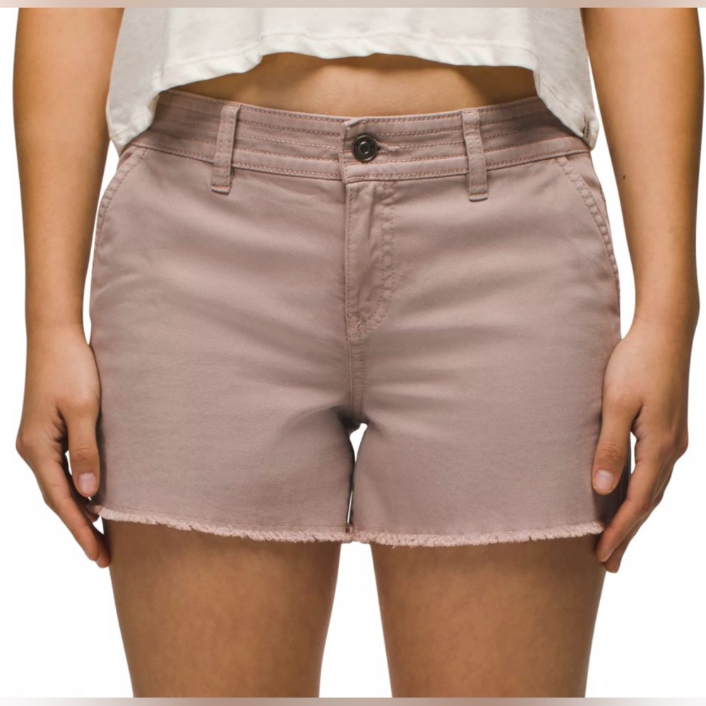 Prana Dusty Rose Women's Casual Frayed Hem Shorts